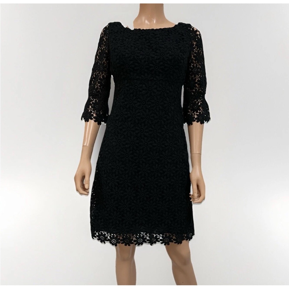 Lilly Pulitzer Black Lace Dress 3/4 Sleeve Size 4